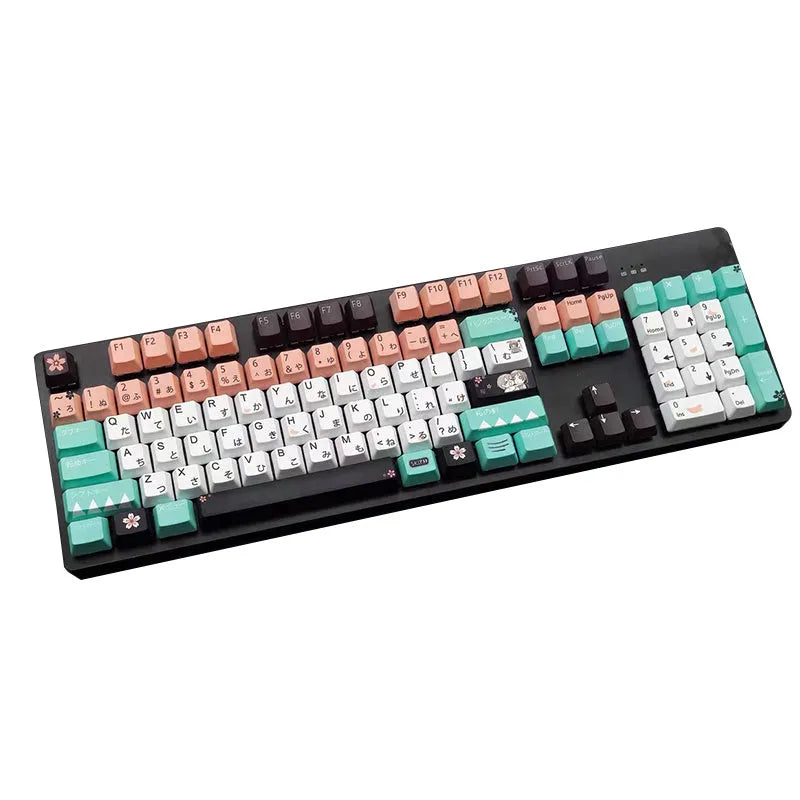 Green mechanical keyboard keycap replacement set for Cherry MX-style switches with wireless USB connection