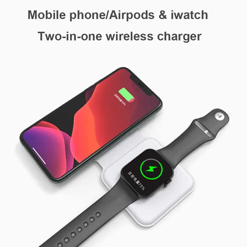 White foldable dual magnetic wireless charging dock showing 180° folding mechanism and Type-C port