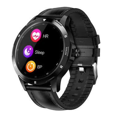 Waterproof sports smart bracelet with circular IPS screen on a silicone wristband.