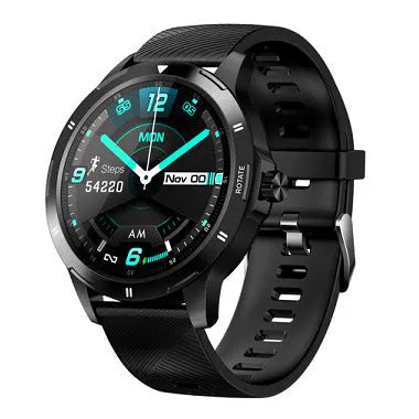Waterproof sports smart bracelet with circular IPS screen on a silicone wristband.