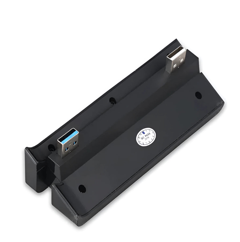 Black PS4 Slim USB hub extender accessory for expanding console connectivity