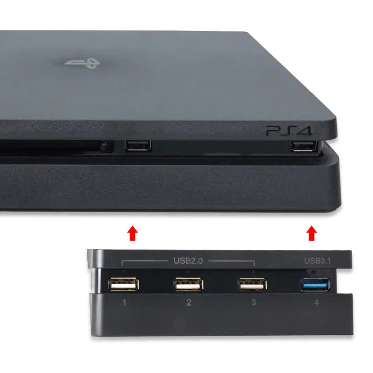 Black PS4 Slim USB hub extender accessory for expanding console connectivity