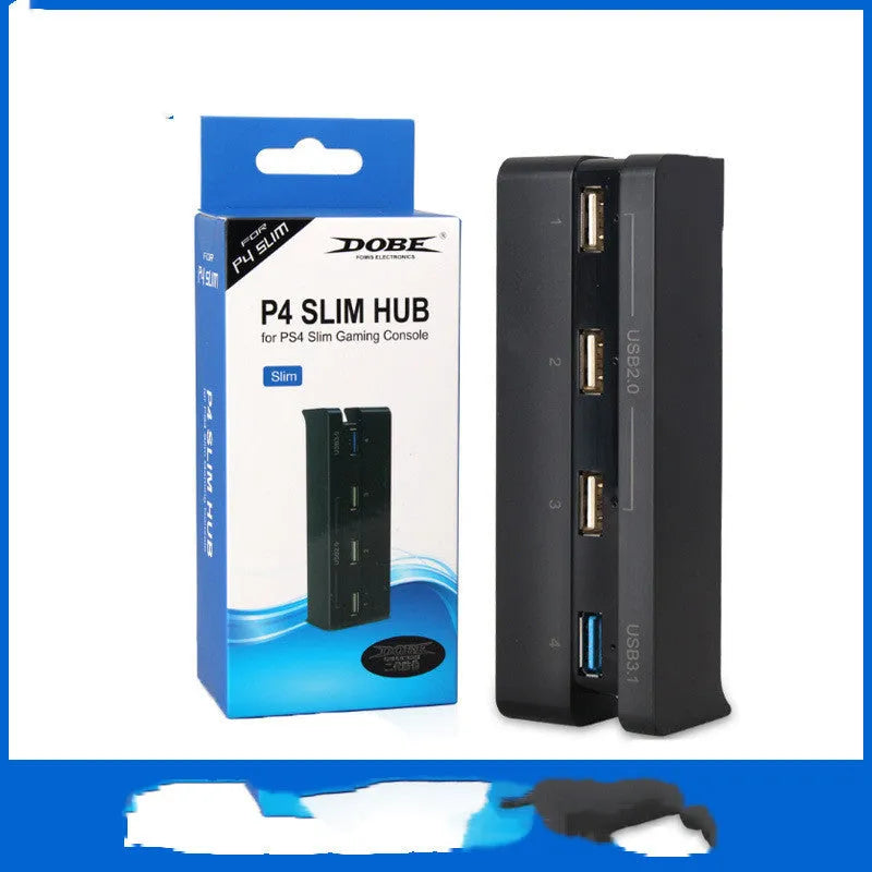 Black PS4 Slim USB hub extender accessory for expanding console connectivity