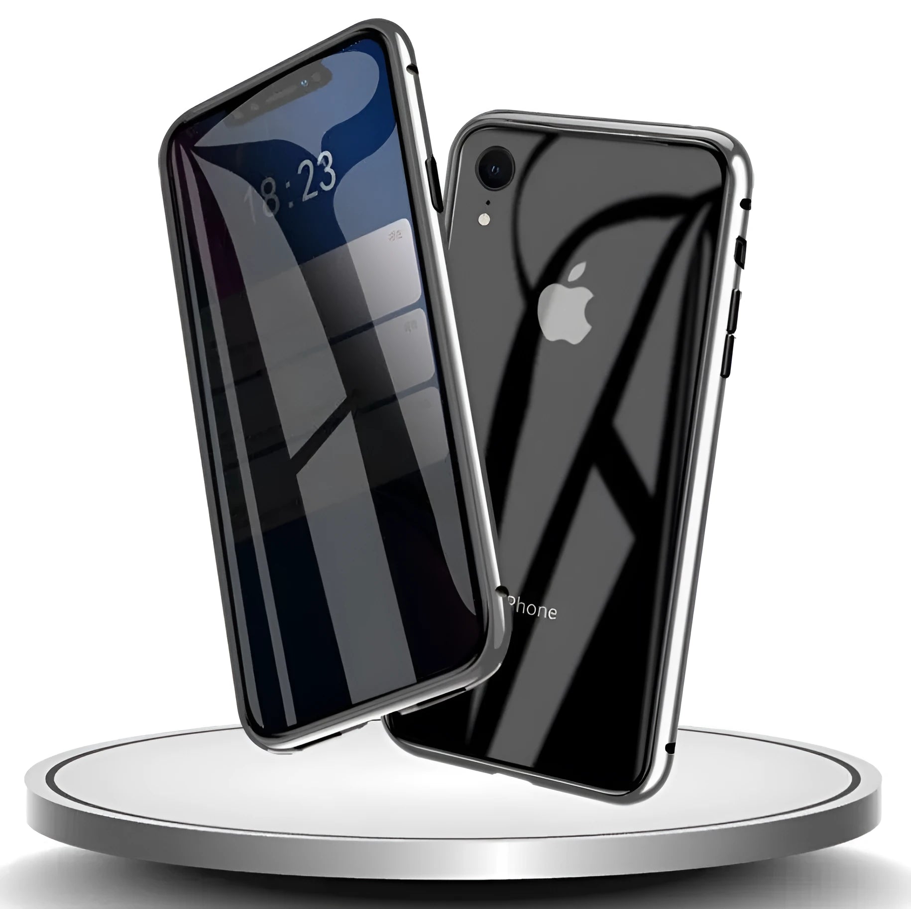 Clamshell anti-spy phone case for iPhone with machined glass construction in multiple solid colours