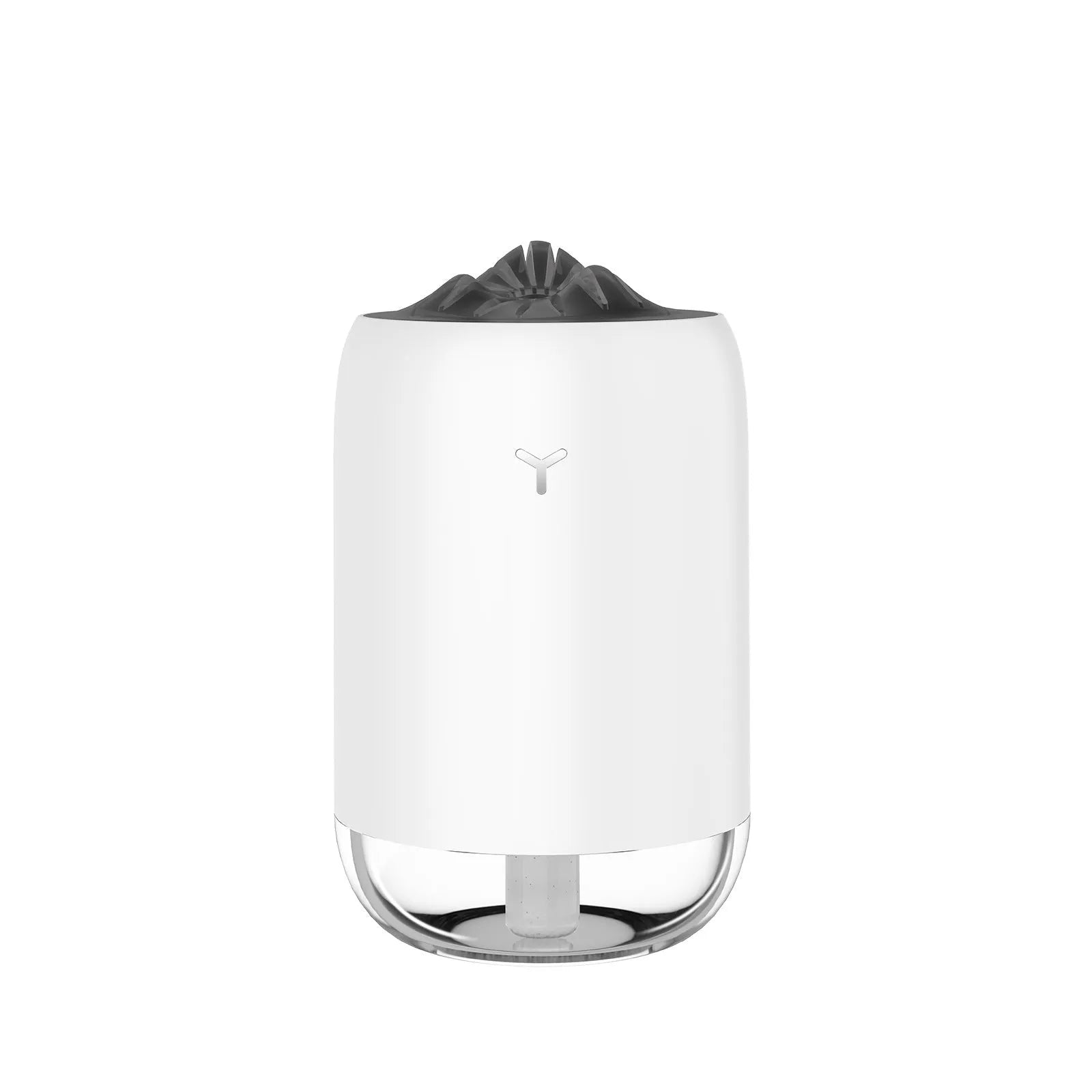 Magic flame ultrasonic humidifier columnar design in white, blue, or pink colours with USB connection