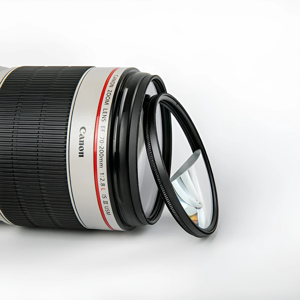 77mm split focus half moon mirror filter for SLR cameras with cleaning cloth and protective bag