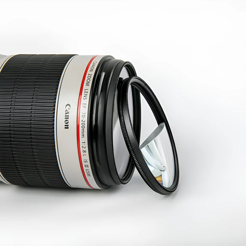 77mm split focus half moon mirror filter for SLR cameras with cleaning cloth and protective bag