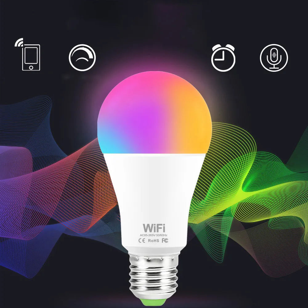 15W WiFi smart light bulb with RGB colour changing and dimmable white LEDs