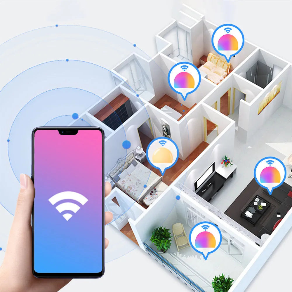 15W WiFi smart light bulb with RGB colour changing and dimmable white LEDs