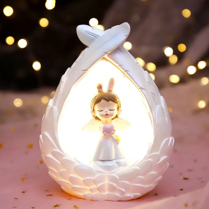Synthetic resin angel wings star light bedside sleeping night light