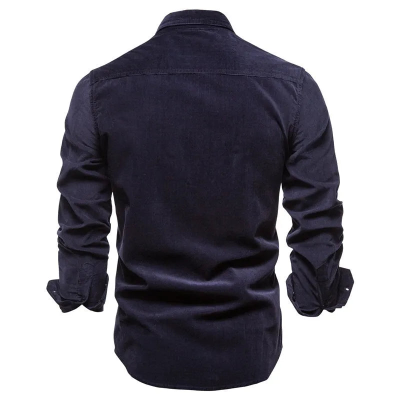 Men's long sleeve linen shirt in multiple colours with size range including Asian measurements