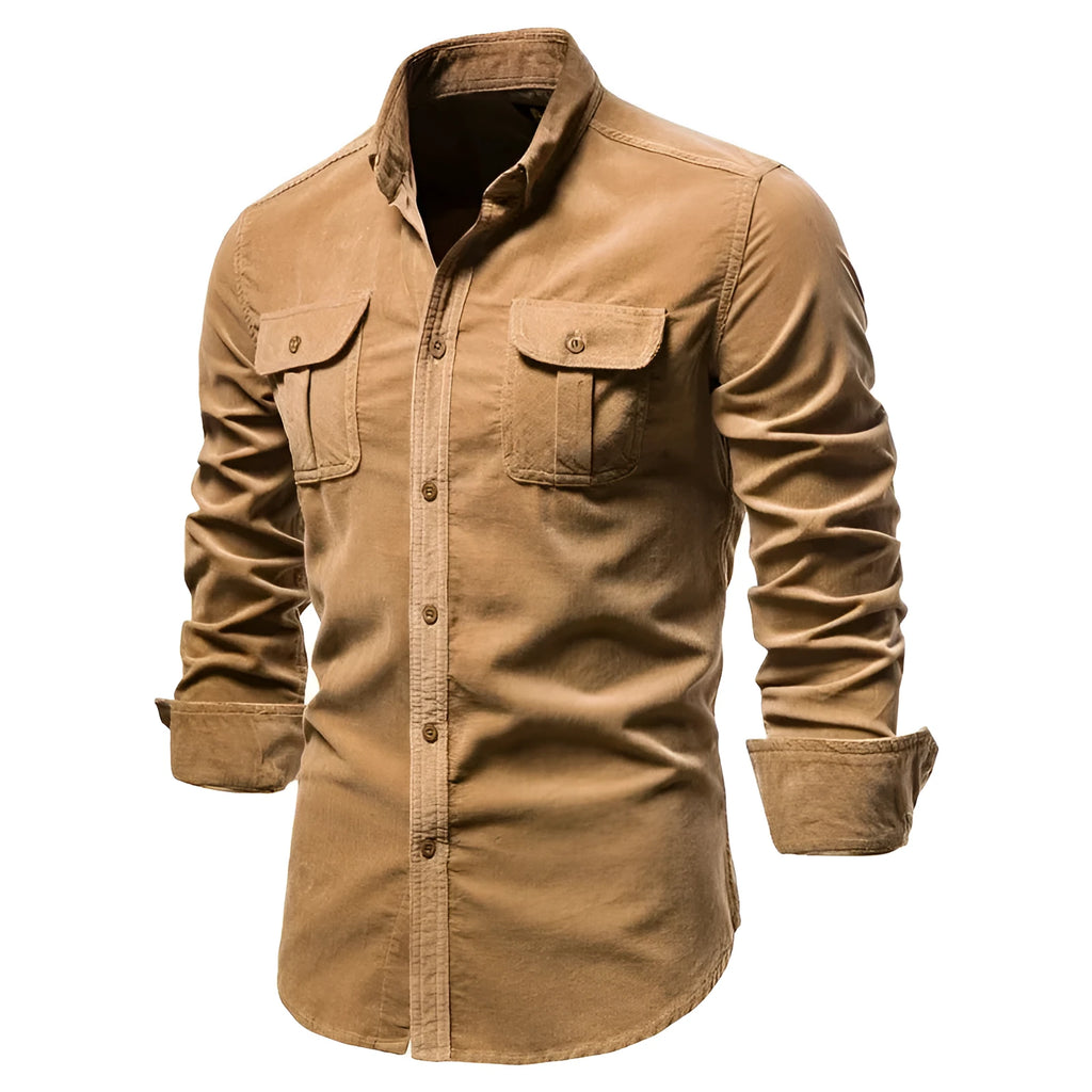 Men's long sleeve linen shirt in multiple colours with size range including Asian measurements