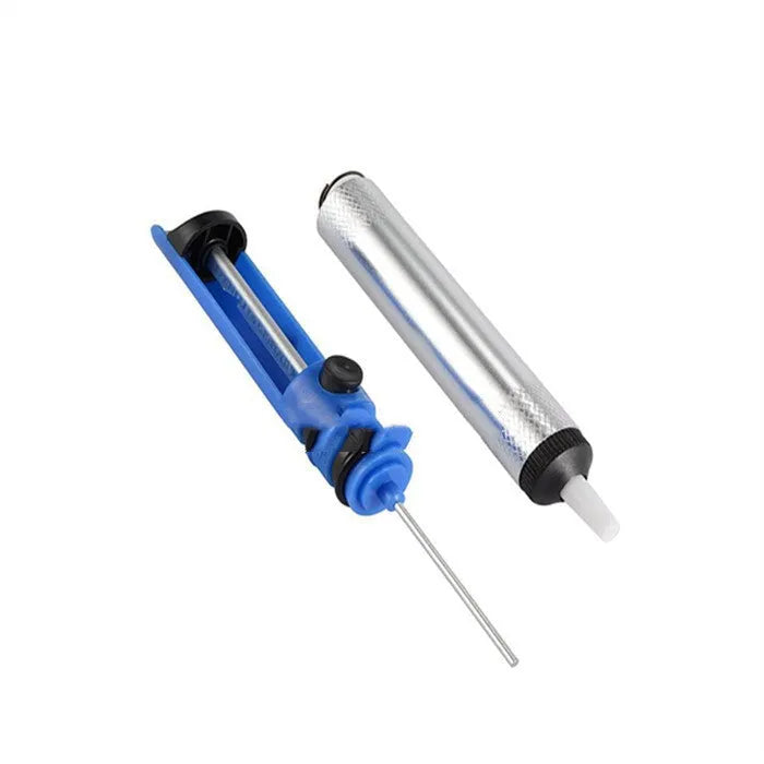 GS-107 manual solder sucker tin pump desoldering tool in blue colour with extended nozzle