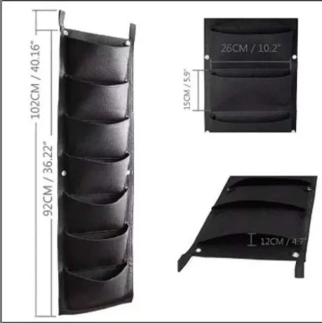 Vertical wall hanging planter with 18 pockets made from recycled felt material