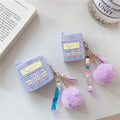 Purple silicone protective case with a fur ball pendant for Apple AirPods Pro and AirPods 1 and 2.