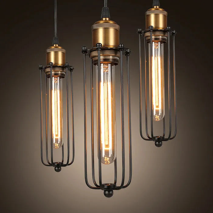 Nordic retro industrial gladiator chandelier with iron construction and brown fishing line design