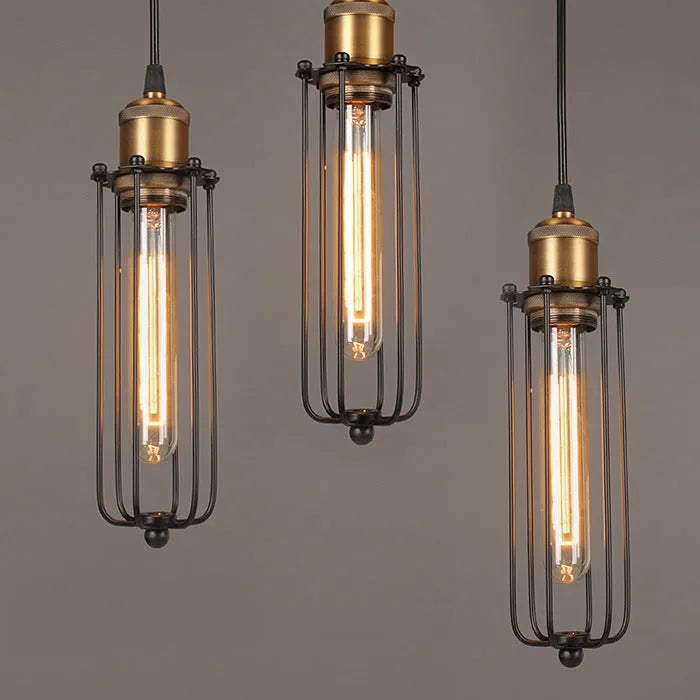 Nordic retro industrial gladiator chandelier with iron construction and brown fishing line design