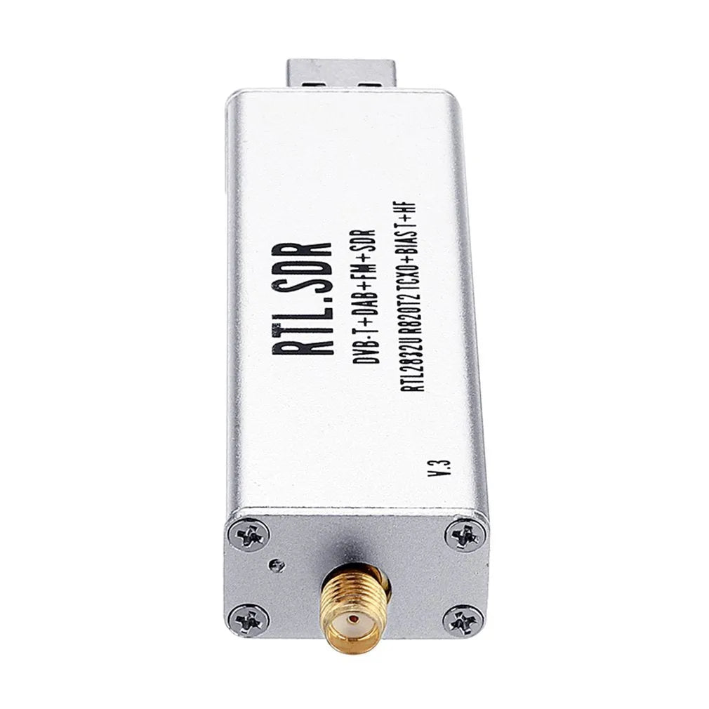 Black metal A300U all-band software defined radio receiver with gold SMA connector.