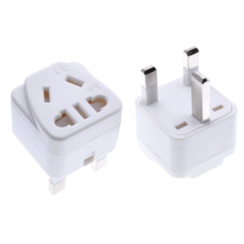 Square white or black UK to international power plug adapter with five output sockets