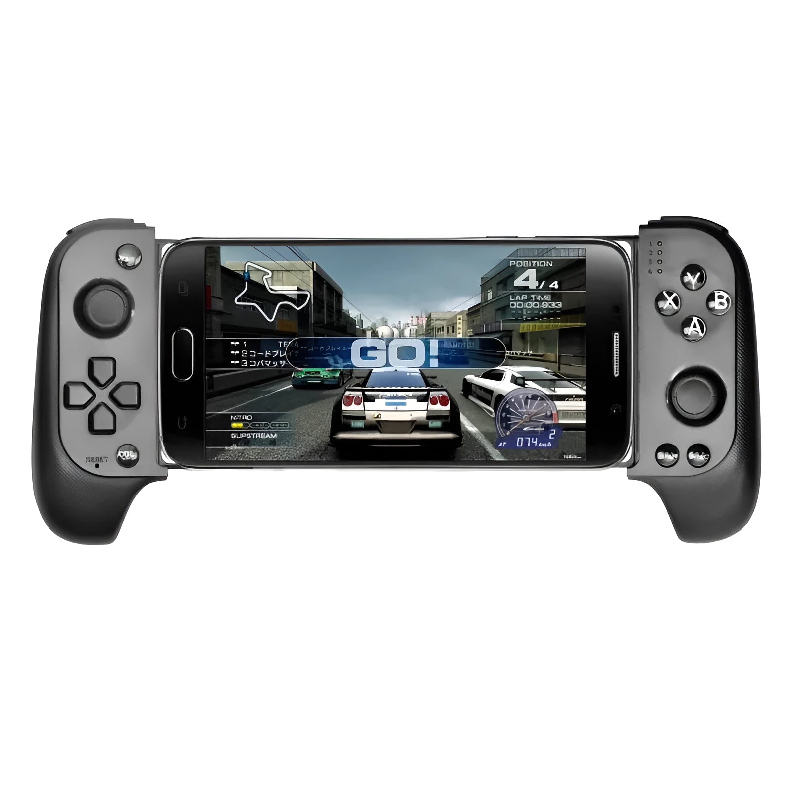 Cytec wireless Bluetooth telescopic game handle in black showing extended position for phone gaming