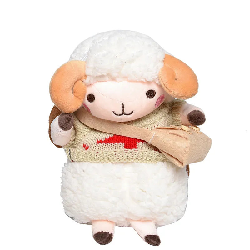 Little Sheep plush crossbody bag in small square design with zip opening