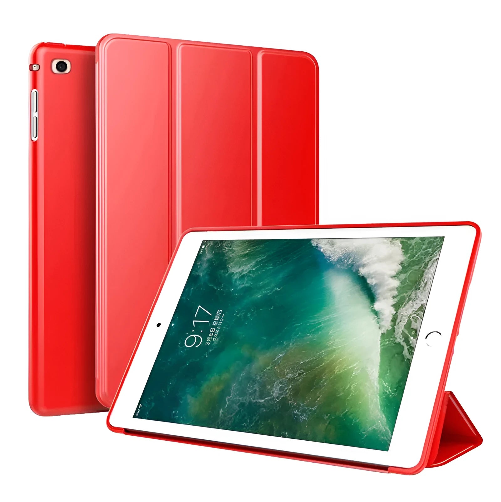 Black TPU clamshell case with built-in silicone stand for a 9.7-inch iPad Air 2 tablet.