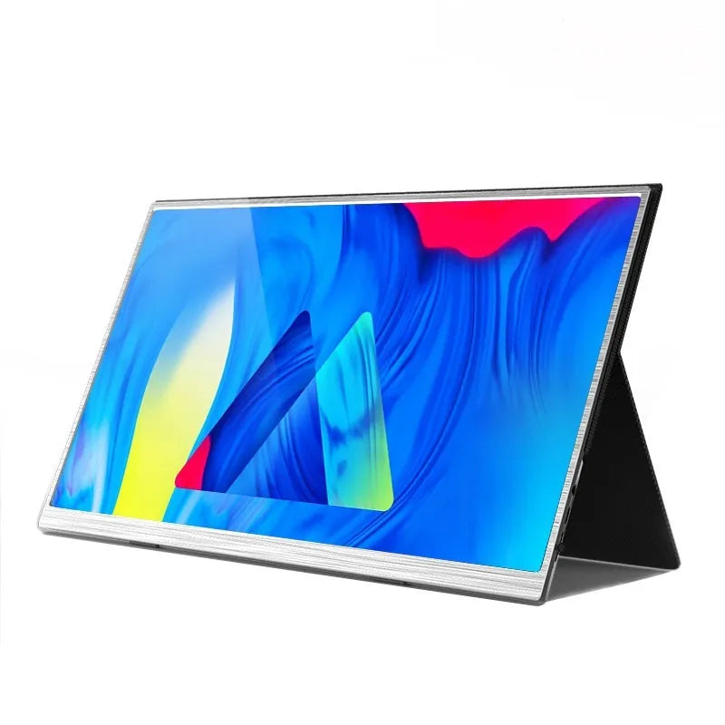 15-inch portable computer monitor with thin bezels showing connected HDMI and USB-C cables