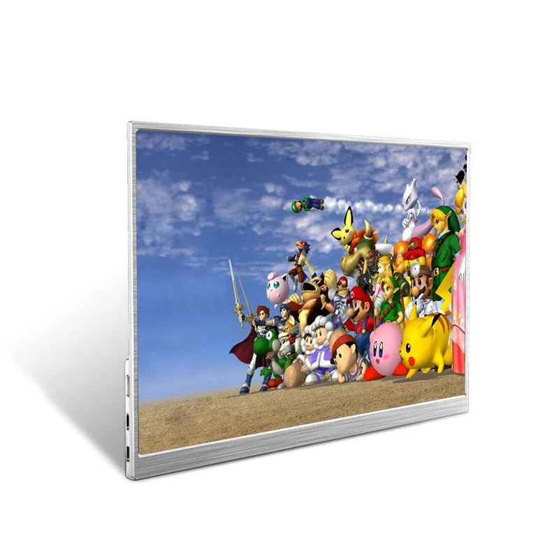 15-inch portable computer monitor with thin bezels showing connected HDMI and USB-C cables