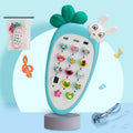 Baby electronic phone toy with coloured buttons in pink, blue, green or orange options