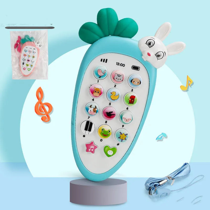 Baby electronic phone toy with coloured buttons in pink, blue, green or orange options