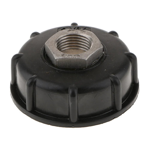 Black industrial barrel valve connector with stainless steel and PP plastic construction for 1000 litre chemical containers