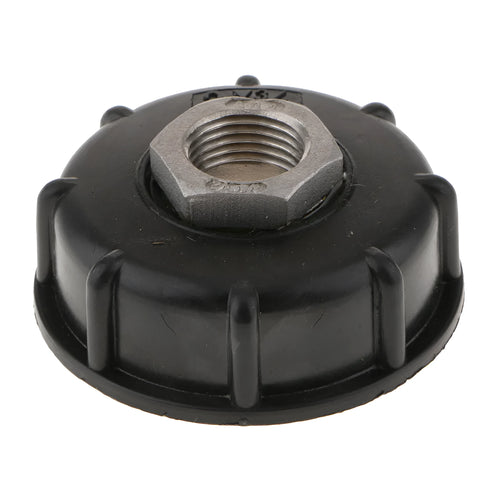 Black industrial barrel valve connector with stainless steel and PP plastic construction for 1000 litre chemical containers