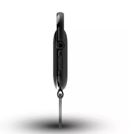 Black portable voice recorder with zinc alloy shell, USB port, and recording controls