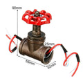 Red steampunk industrial 3/4 light switch valve with copper brass construction and threaded mini tee design