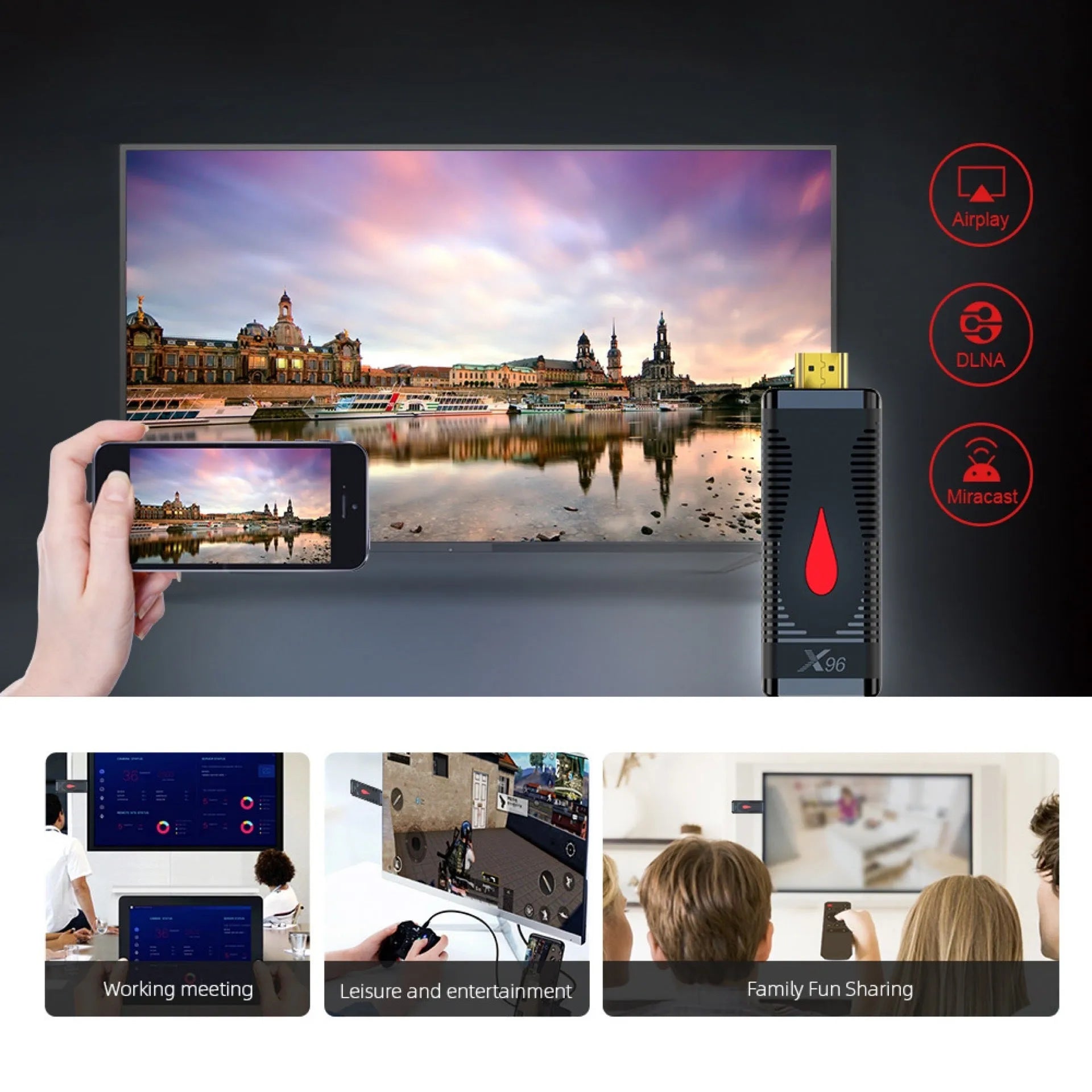 Android TV set-top box mini PC dongle with Allwinner H313 processor and remote control