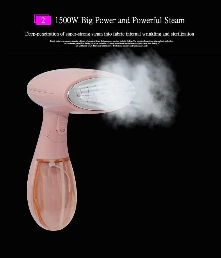 Pink Sokany handheld steam ironing brush on a white background.