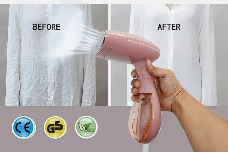 Pink Sokany handheld steam ironing brush on a white background.
