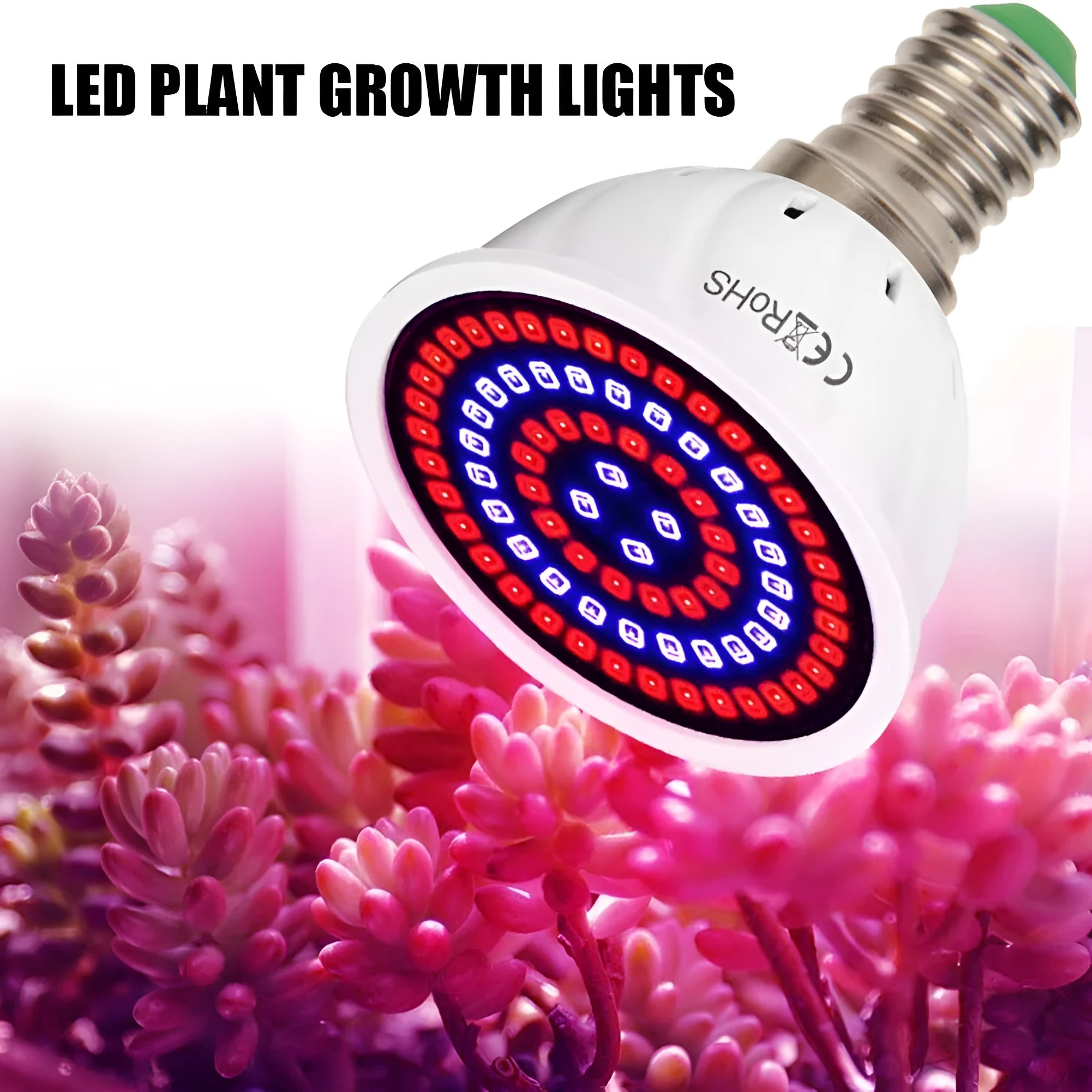 White LED plant growth lamp with 80 beads for indoor potted plants covering 30-80 square centimetres