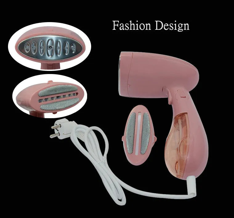 Pink Sokany handheld steam ironing brush on a white background.