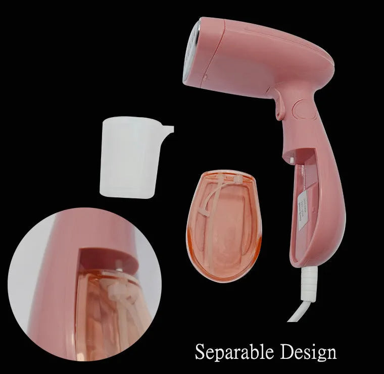 Pink Sokany handheld steam ironing brush on a white background.