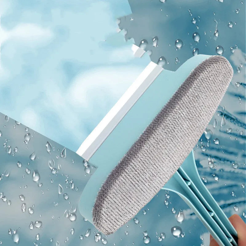 Window cleaning kit with screen brush and optional glass scraper tools in blue or pink colours