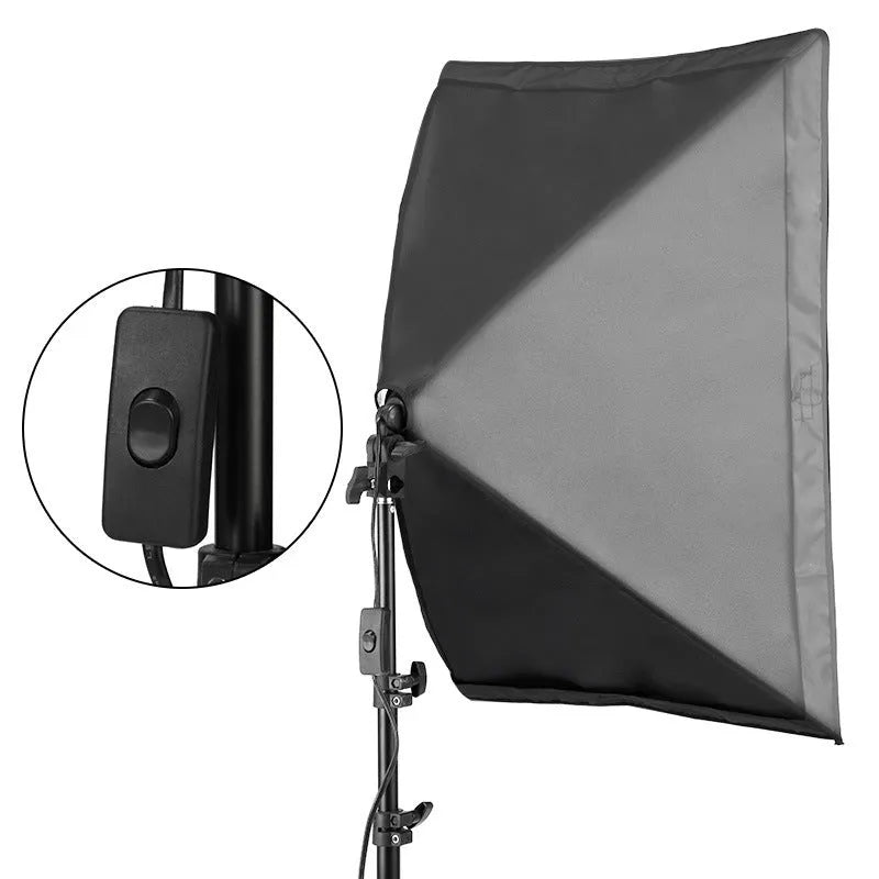 LIBEN 50x70cm photography softbox studio lighting kit with adjustable 2-metre stand