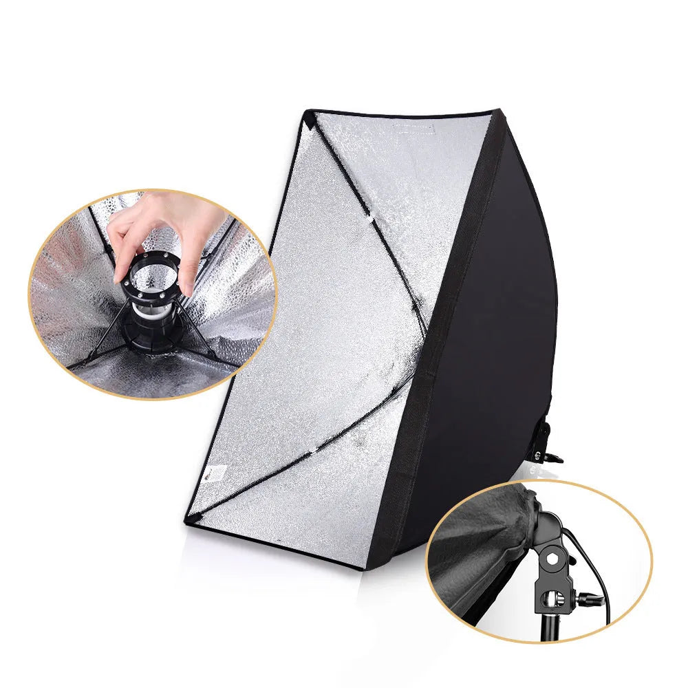 LIBEN 50x70cm photography softbox studio lighting kit with adjustable 2-metre stand