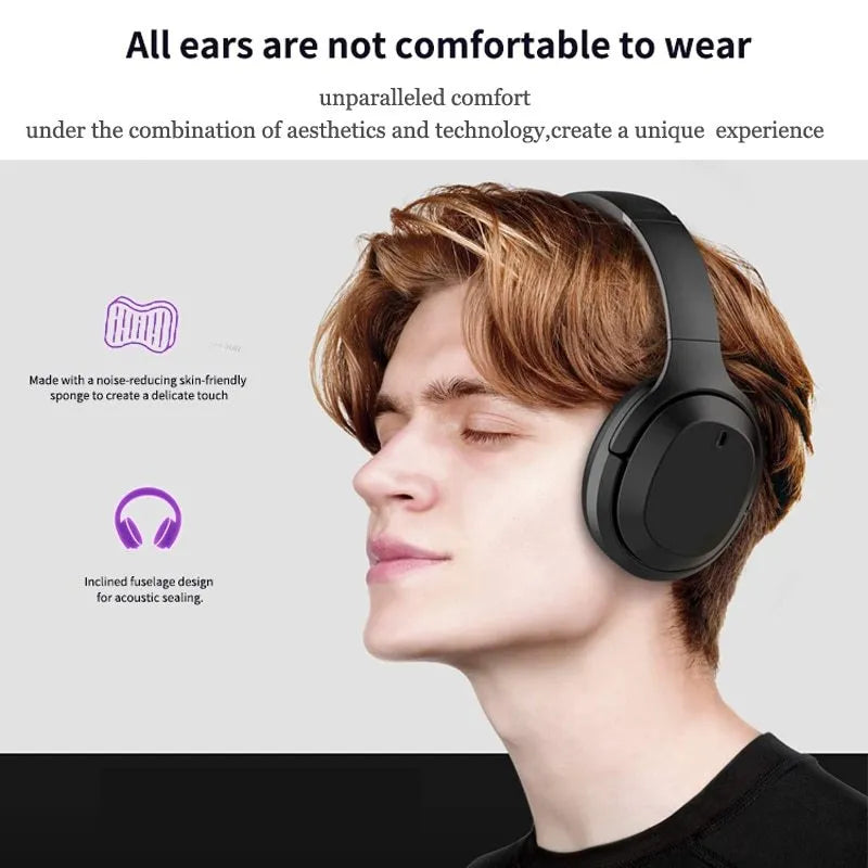Black Gorsun E98 over-ear Bluetooth headphones with memory-protein ear cushions and adjustable headband