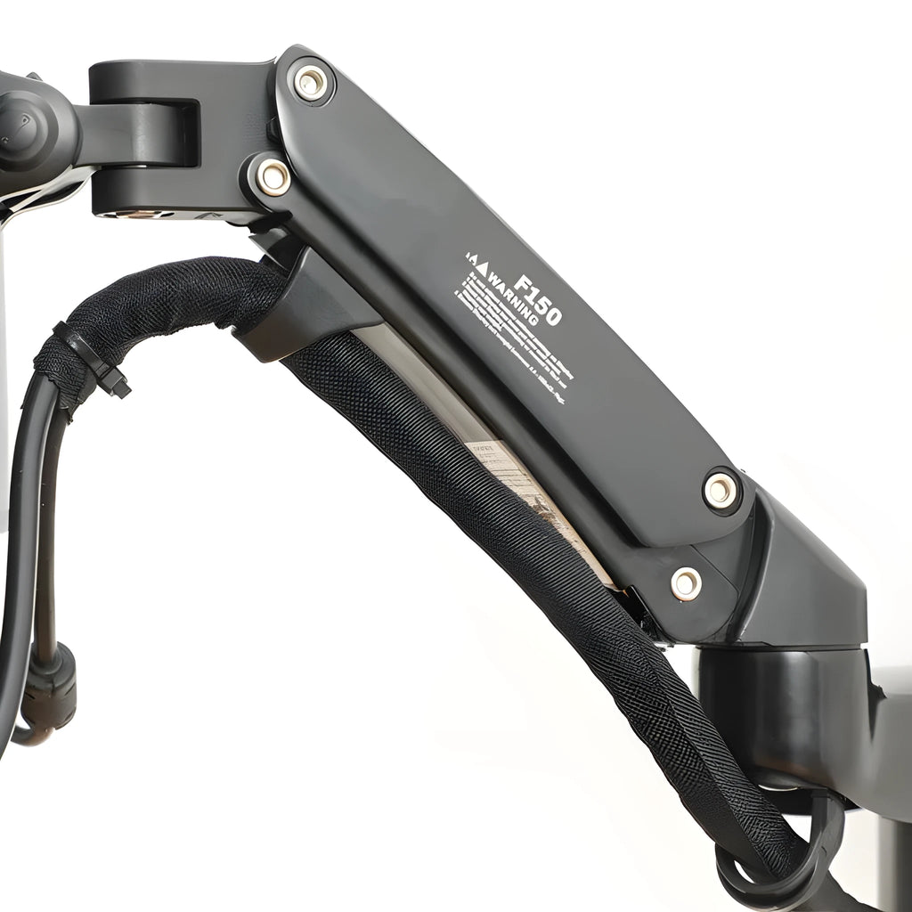 Black wall-mounted computer monitor stand with telescopic arm and rotating screen bracket