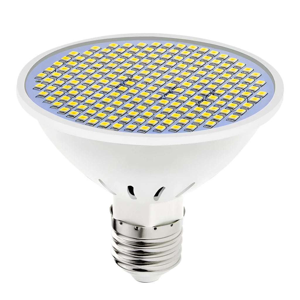 E27 screw base LED lamp cup bulb showing warm white and cool white light options