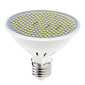 E27 screw base LED lamp cup bulb showing warm white and cool white light options