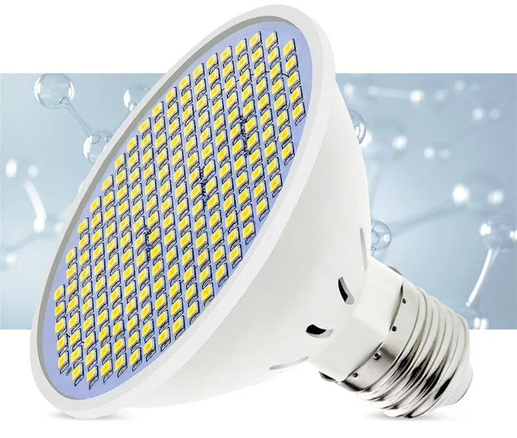 E27 screw base LED lamp cup bulb showing warm white and cool white light options