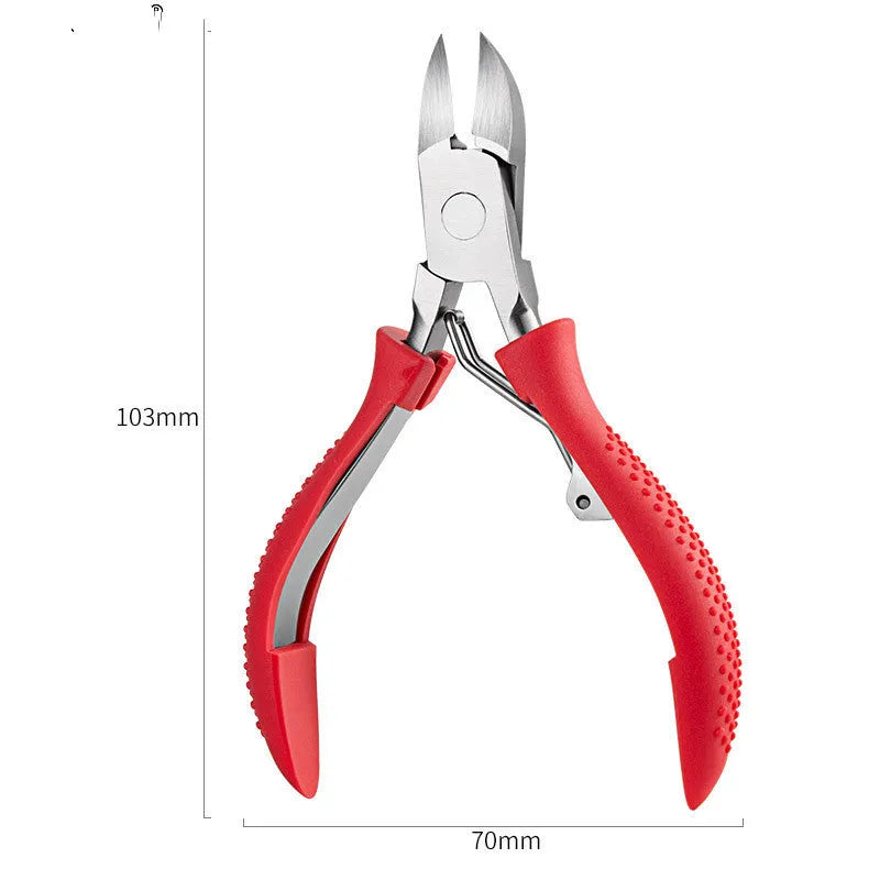 Stainless steel nail clippers with coloured ABS handles and matching dead skin scissors