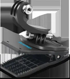 Silver and black 360-degree rotating GoPro backpack clip mount for action cameras.